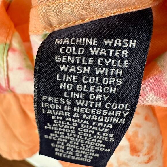 Jones New York Signature Shirt Floral Button Front 3/4 Sleeves Orange Womens L - Picture 7 of 10